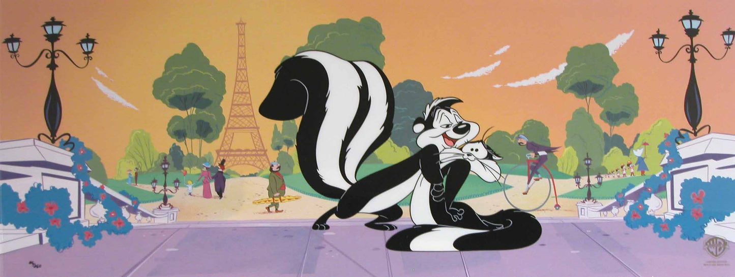 Amour Parisienne Pepe Le Pew Looney Tunes Warner Brothers Limited Edition Animation Cel of 250 Paris Love