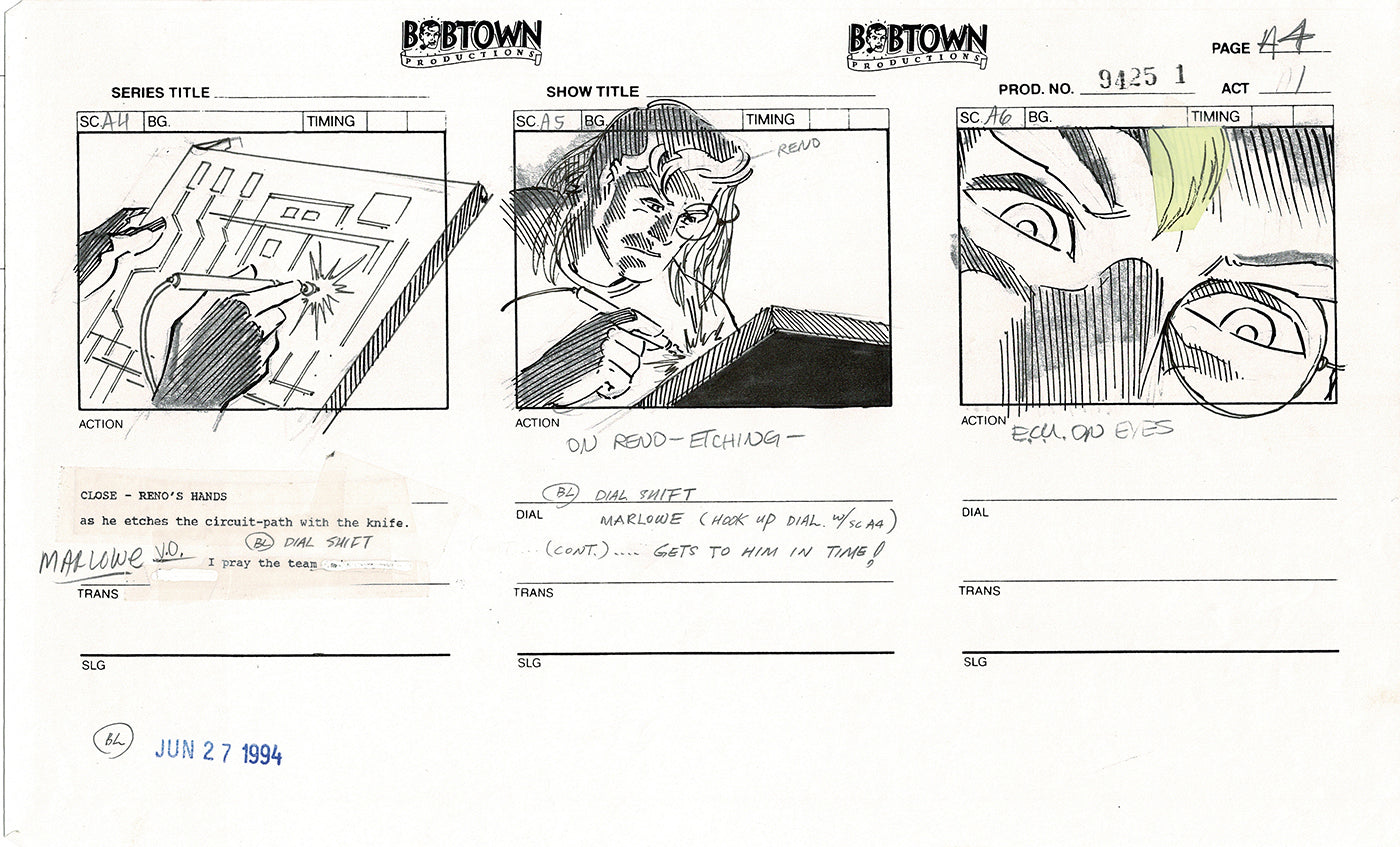 Jim Lee Wildc.a.t.s. Wildcats Production Animation Storyboard Nelvana 1994-5 D1-006