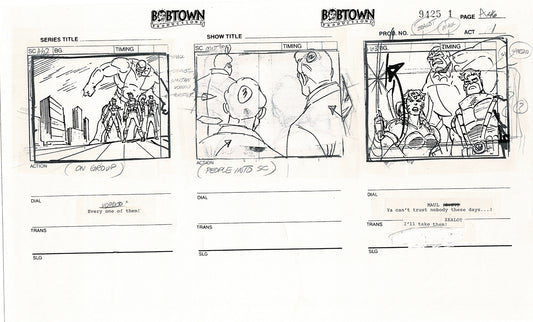 Jim Lee Wildc.a.t.s. Wildcats Production Animation Storyboard Nelvana 1994-5 D1-051