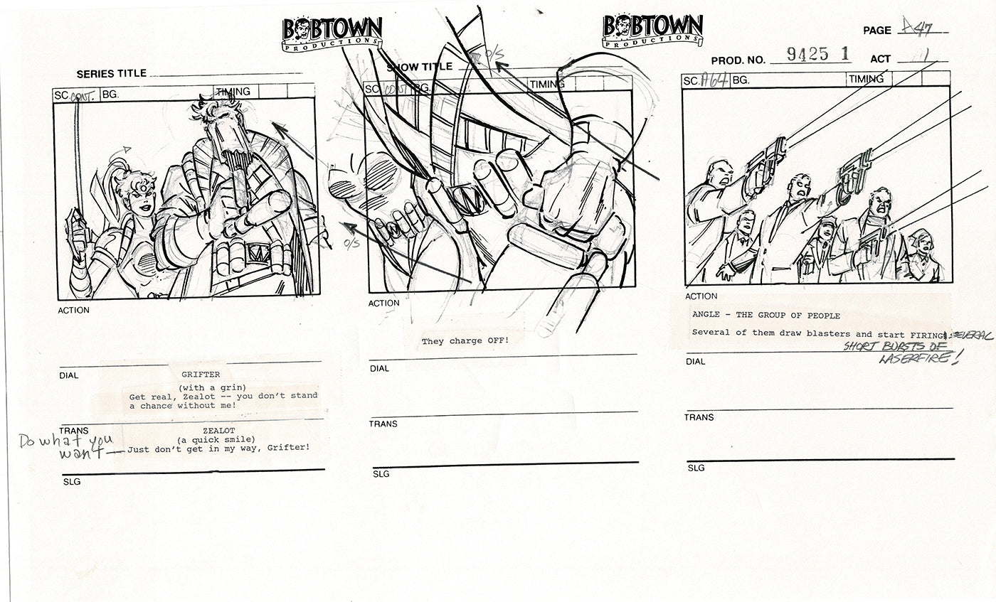 Jim Lee Wildc.a.t.s. Wildcats Production Animation Storyboard Nelvana 1994-5 D1-052