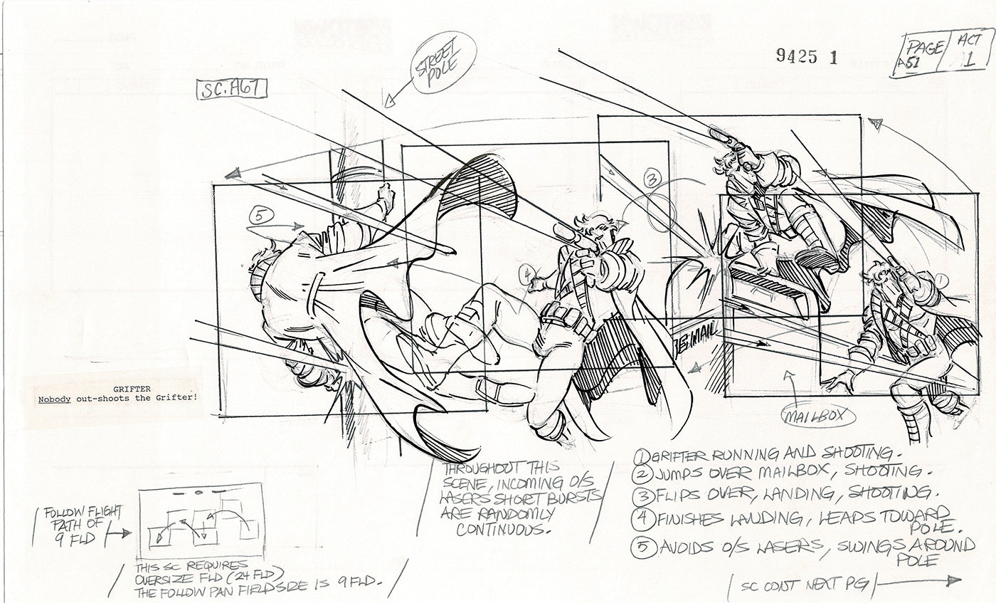 Jim Lee Wildc.a.t.s. Wildcats Production Animation Storyboard Nelvana 1994-5 D1-056