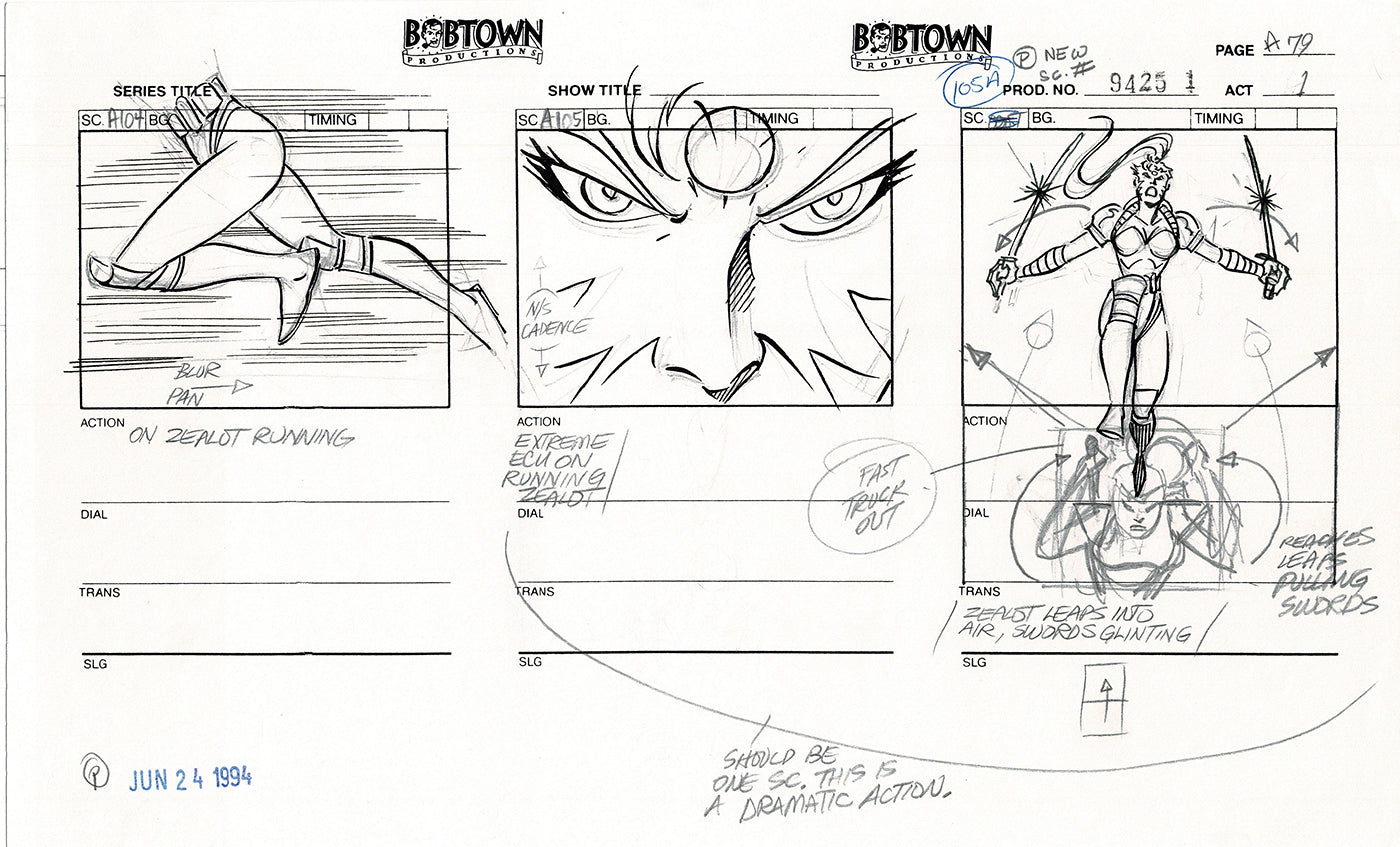Jim Lee Wildc.a.t.s. Wildcats Production Animation Storyboard Nelvana 1994-5 D1-085