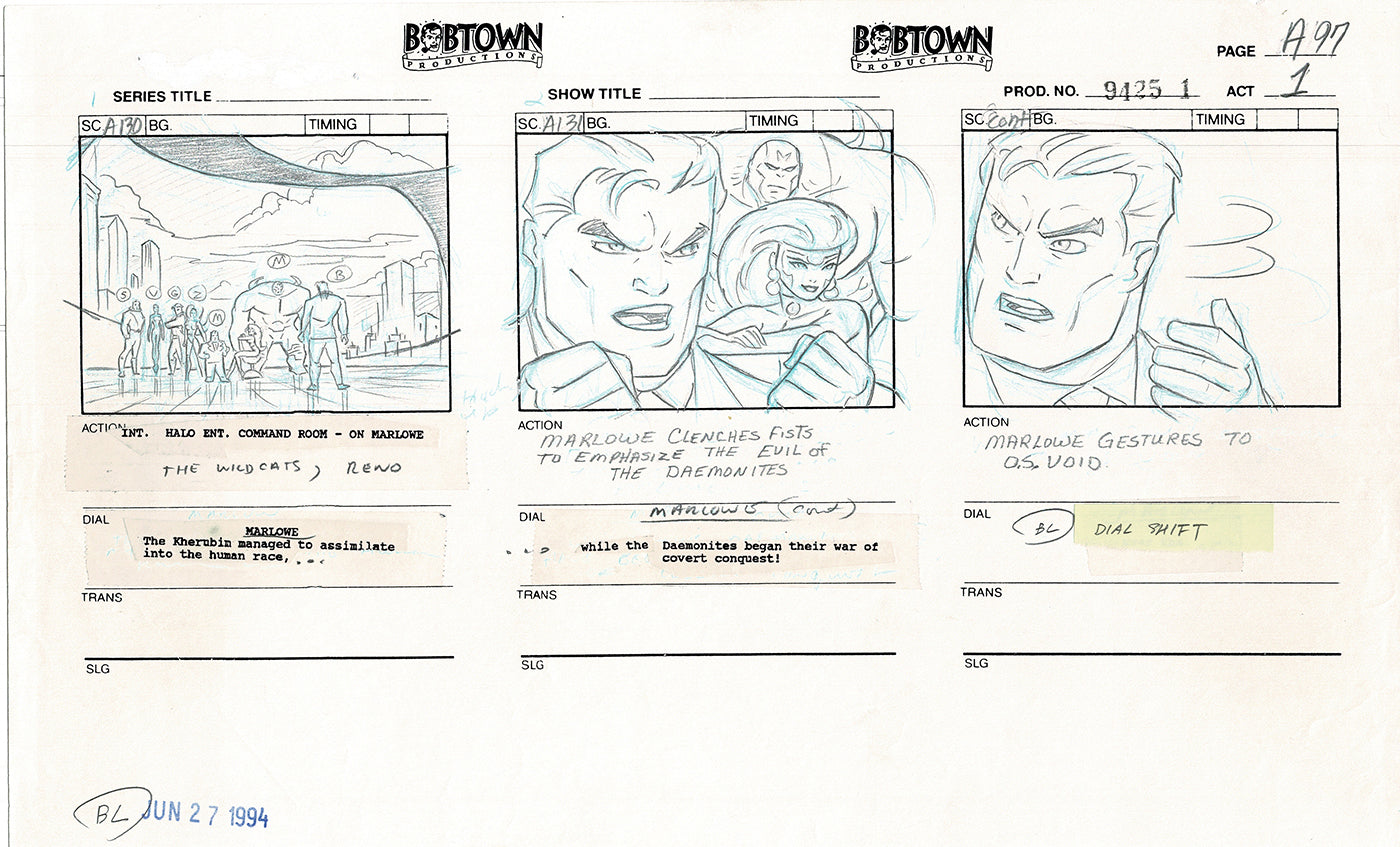 Jim Lee Wildc.a.t.s. Wildcats Production Animation Storyboard Nelvana 1994-5 D1-107