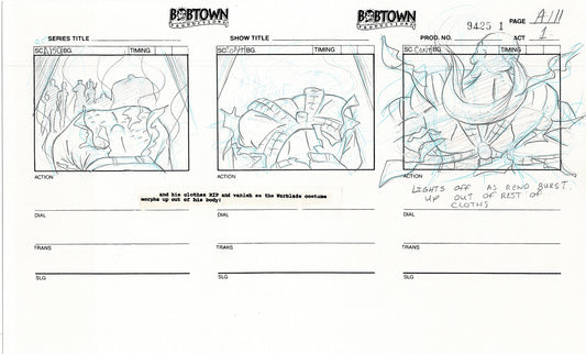 Jim Lee Wildc.a.t.s. Wildcats Production Animation Storyboard Nelvana 1994-5 D1-122