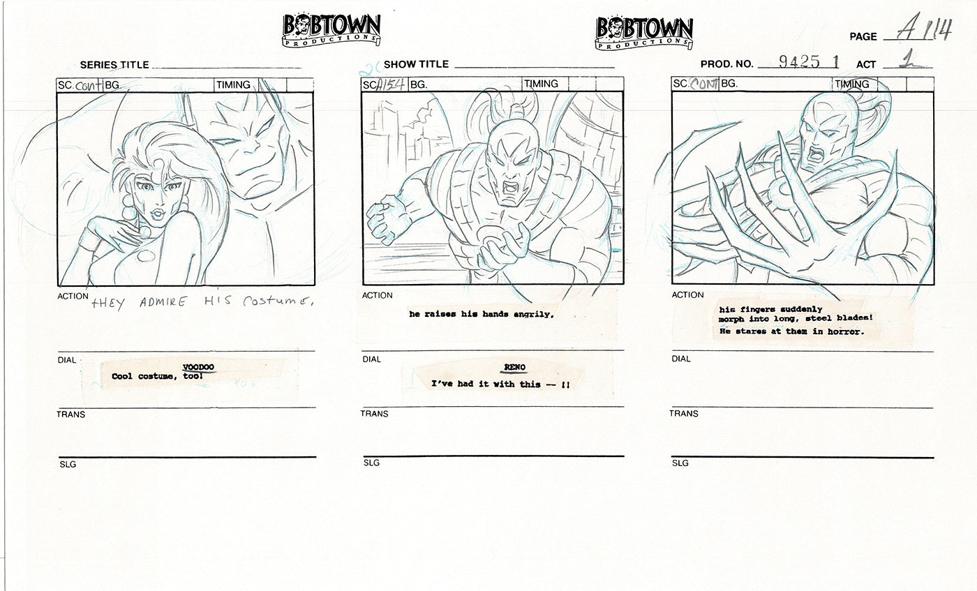 Jim Lee Wildc.a.t.s. Wildcats Production Animation Storyboard Nelvana 1994-5 D1-125