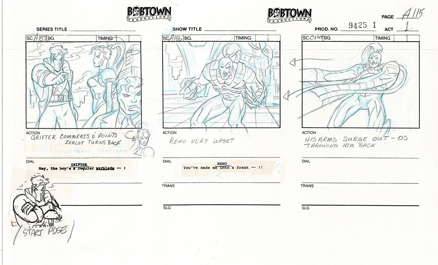 Jim Lee Wildc.a.t.s. Wildcats Production Animation Storyboard Nelvana 1994-5 D1-126