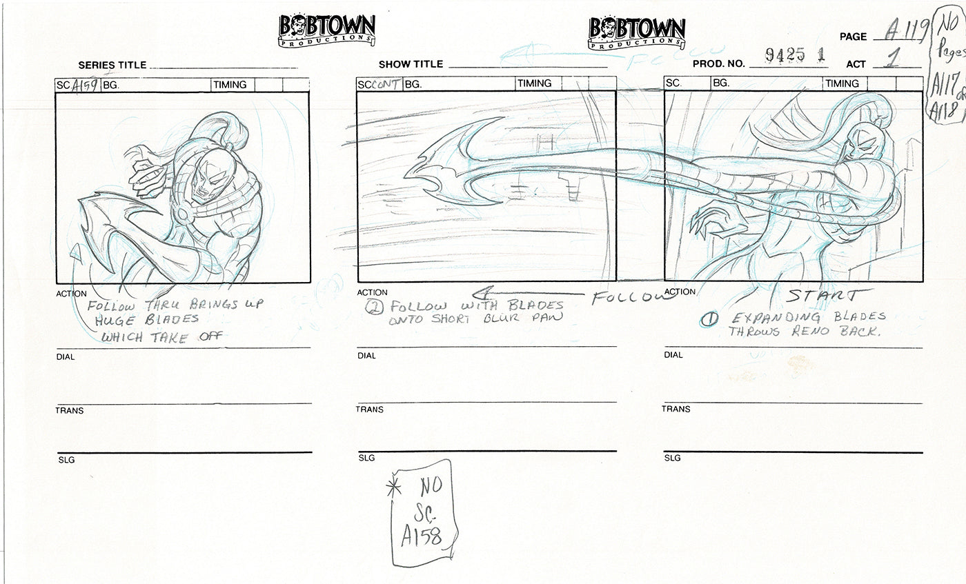 Jim Lee Wildc.a.t.s. Wildcats Production Animation Storyboard Nelvana 1994-5 D1-128