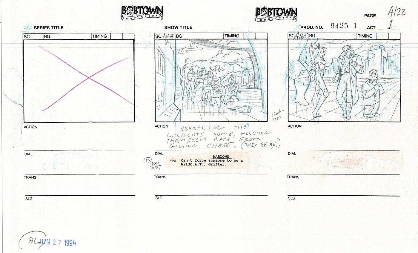 Jim Lee Wildc.a.t.s. Wildcats Production Animation Storyboard Nelvana 1994-5 D1-131