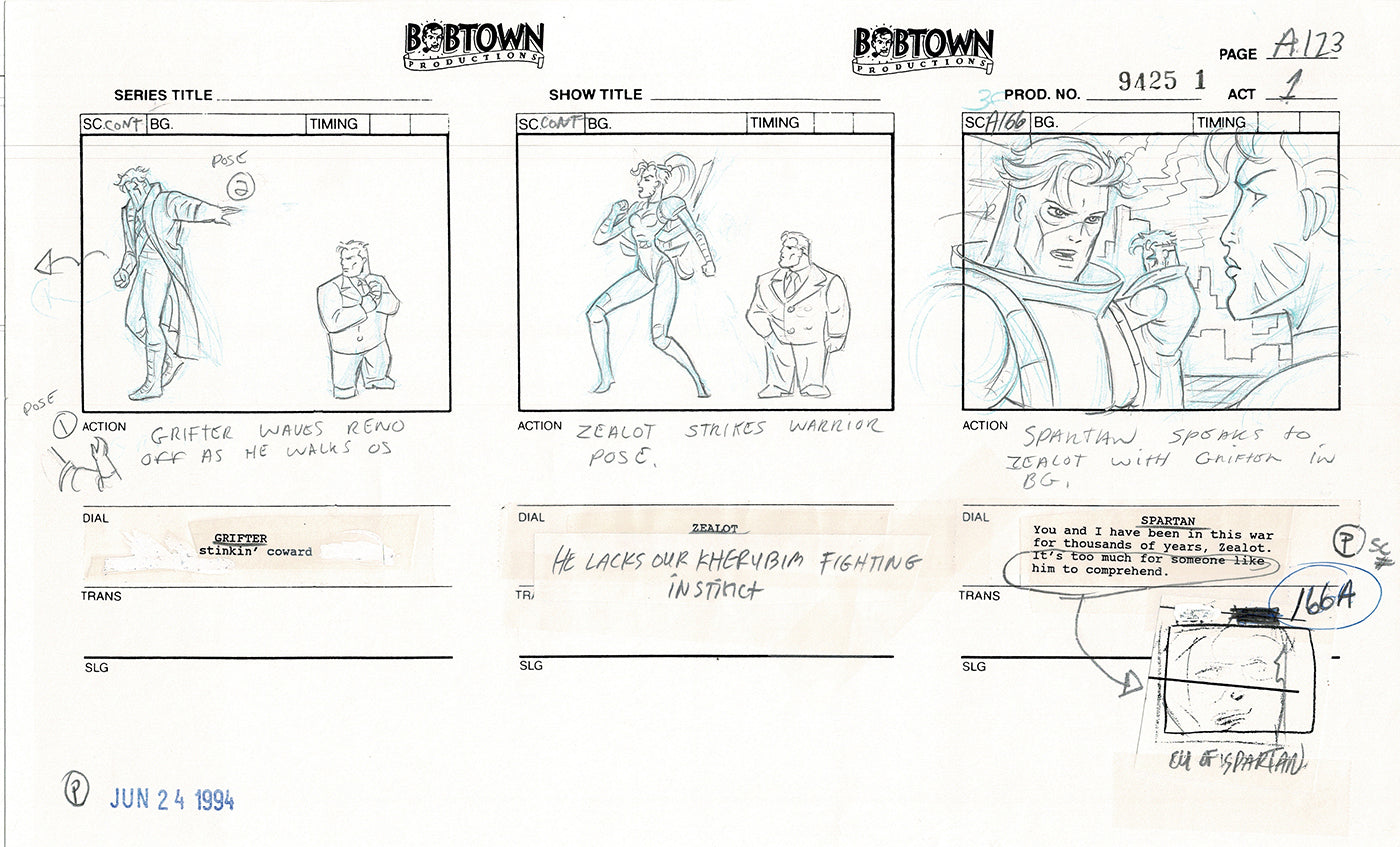 Jim Lee Wildc.a.t.s. Wildcats Production Animation Storyboard Nelvana 1994-5 D1-132