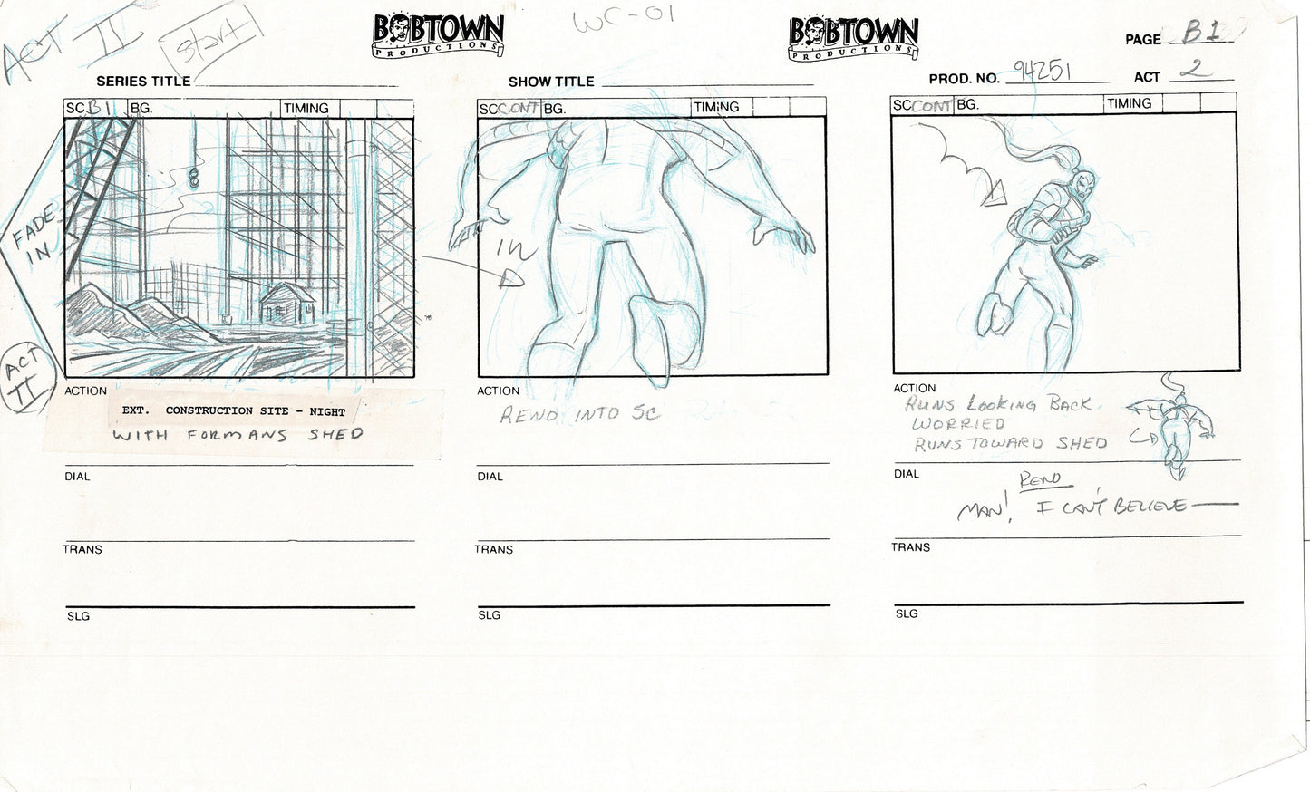 Jim Lee Wildc.a.t.s. Wildcats Lot of 2 Production Animation Storyboard Nelvana 1994-5 E2-01