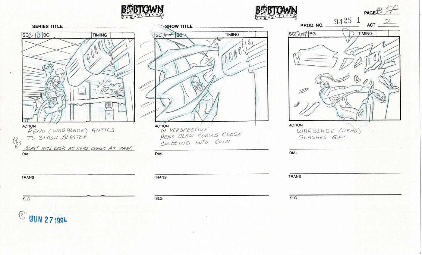Jim Lee Wildc.a.t.s. Wildcats Lot of 2 Production Animation Storyboard Nelvana 1994-5 E2-07