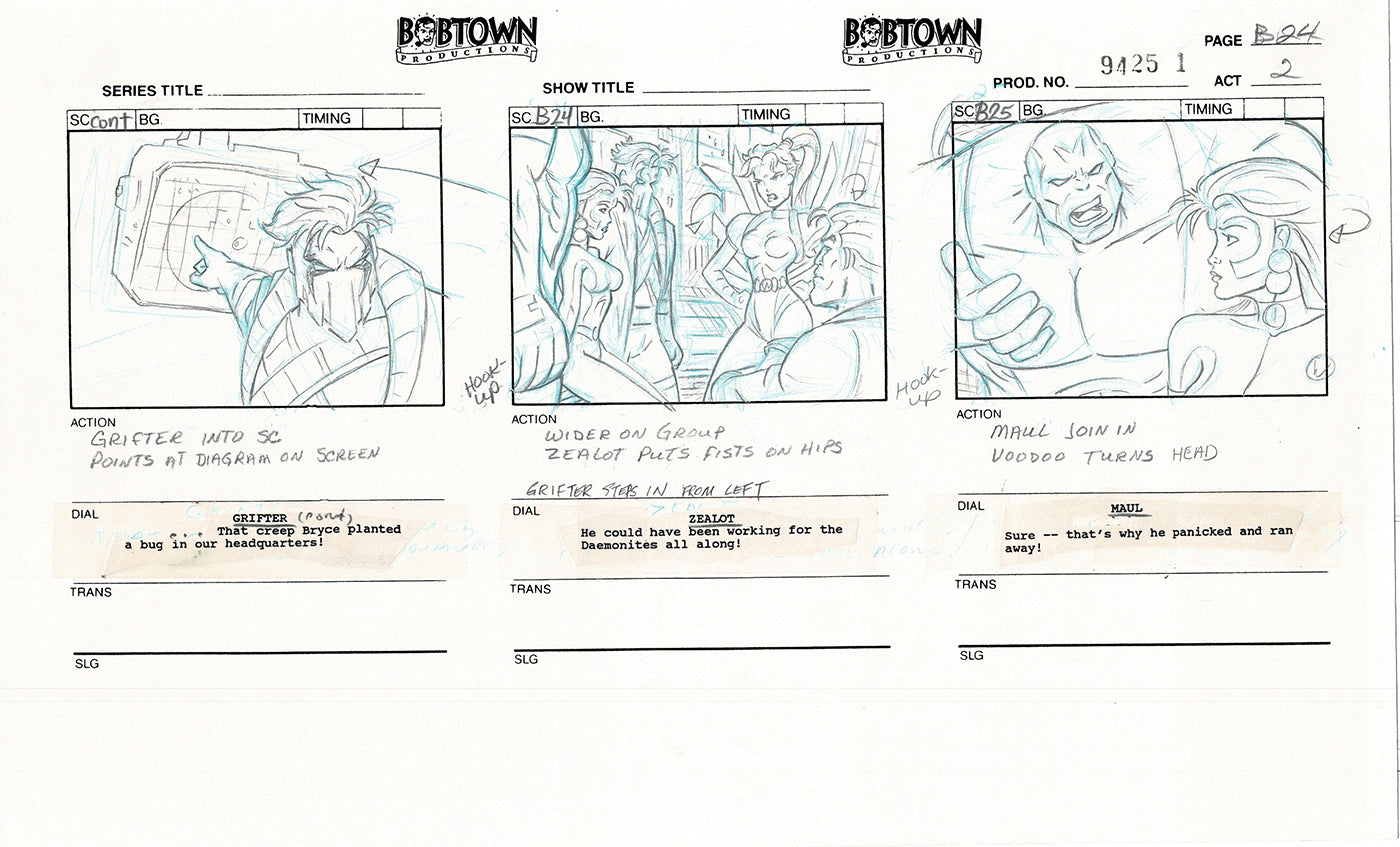 Jim Lee Wildc.a.t.s. Wildcats Lot of 2 Production Animation Storyboard Nelvana 1994-5 E2-21