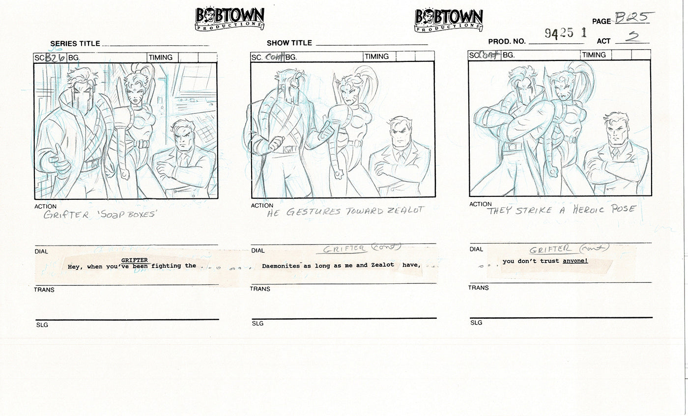 Jim Lee Wildc.a.t.s. Wildcats Lot of 2 Production Animation Storyboard Nelvana 1994-5 E2-23