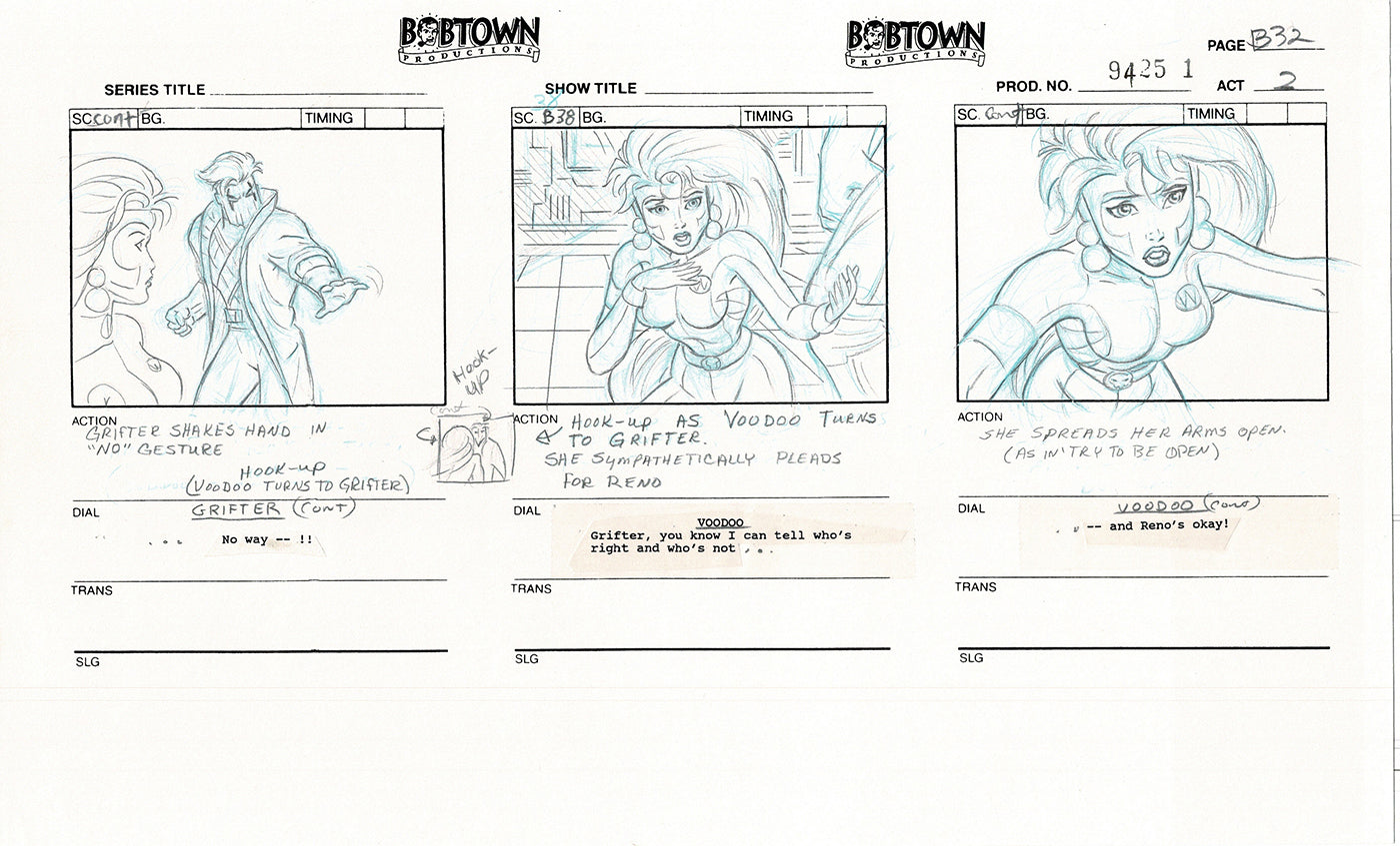 Jim Lee Wildc.a.t.s. Wildcats Lot of 2 Production Animation Storyboard Nelvana 1994-5 E2-29