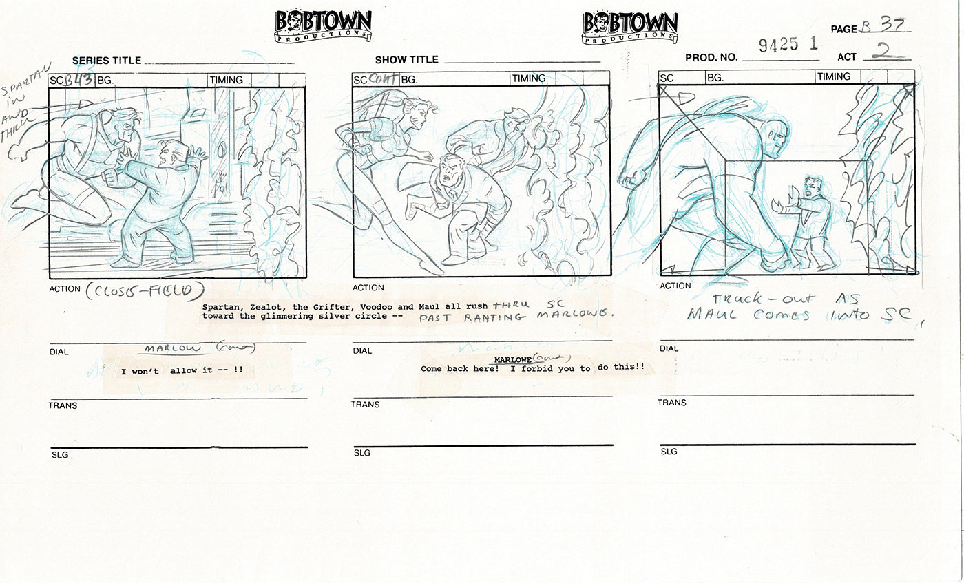 Jim Lee Wildc.a.t.s. Wildcats Lot of 2 Production Animation Storyboard Nelvana 1994-5 E2-35