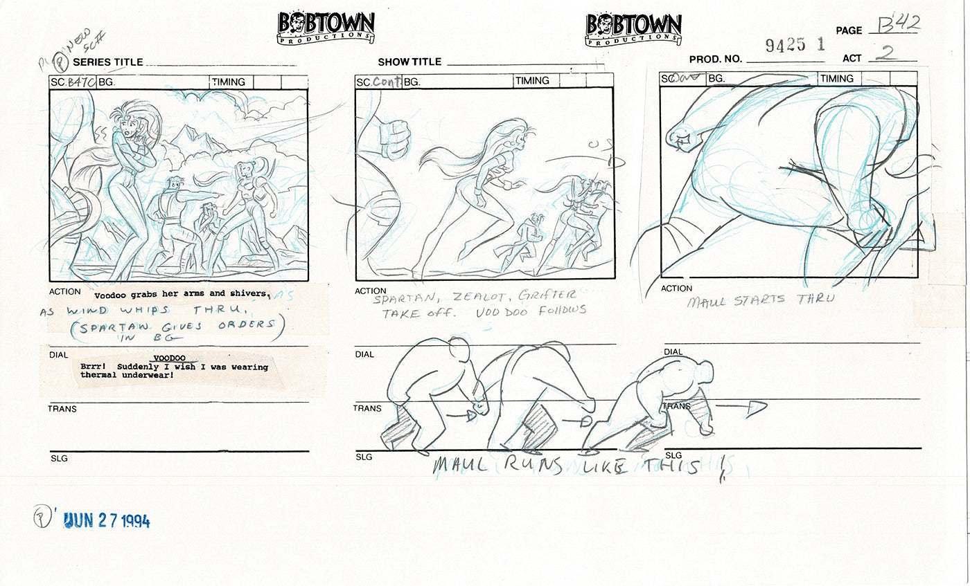 Jim Lee Wildc.a.t.s. Wildcats Lot of 2 Production Animation Storyboard Nelvana 1994-5 E2-39