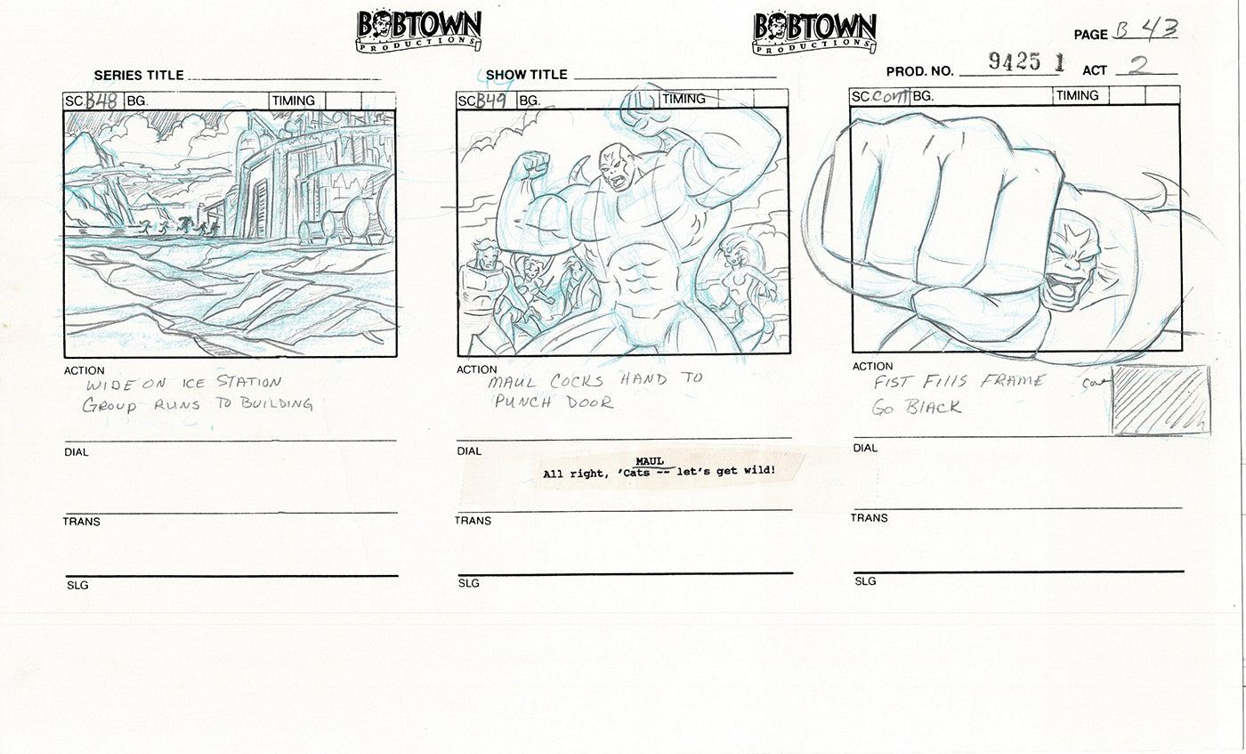Jim Lee Wildc.a.t.s. Wildcats Lot of 2 Production Animation Storyboard Nelvana 1994-5 E2-39