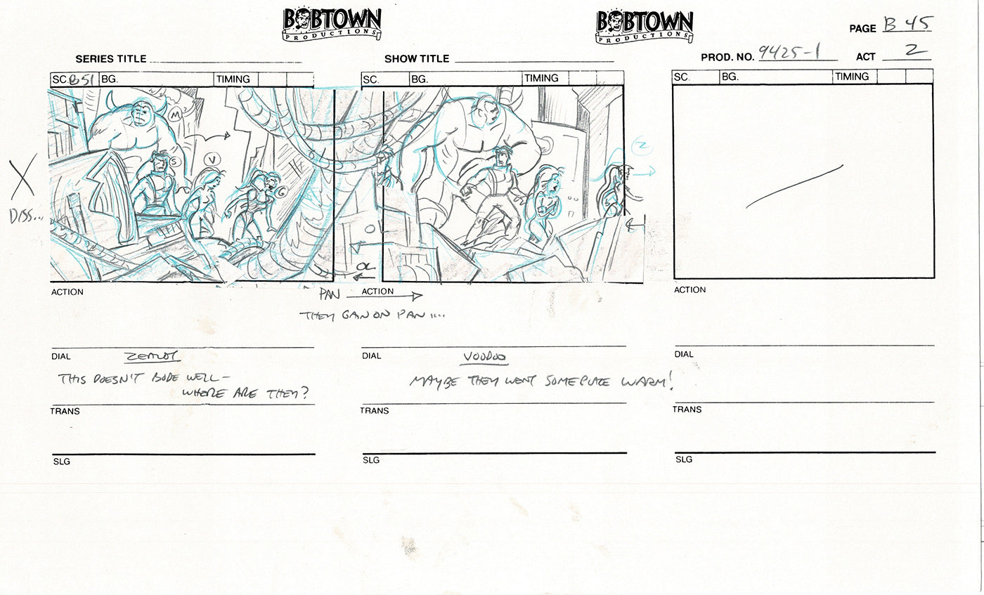 Jim Lee Wildc.a.t.s. Wildcats Lot of 2 Production Animation Storyboard Nelvana 1994-5 E2-43
