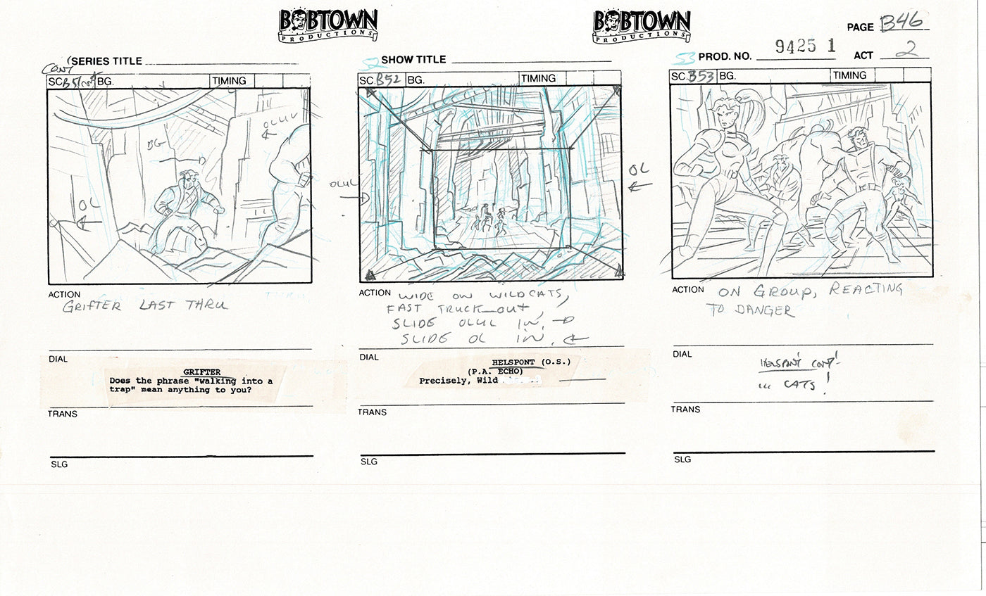 Jim Lee Wildc.a.t.s. Wildcats Lot of 2 Production Animation Storyboard Nelvana 1994-5 E2-43
