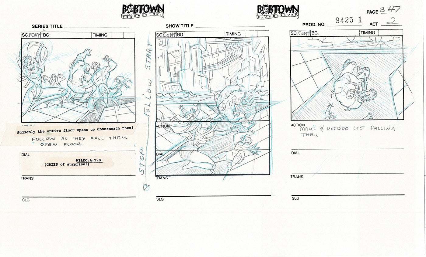 Jim Lee Wildc.a.t.s. Wildcats Lot of 2 Production Animation Storyboard Nelvana 1994-5 E2-45
