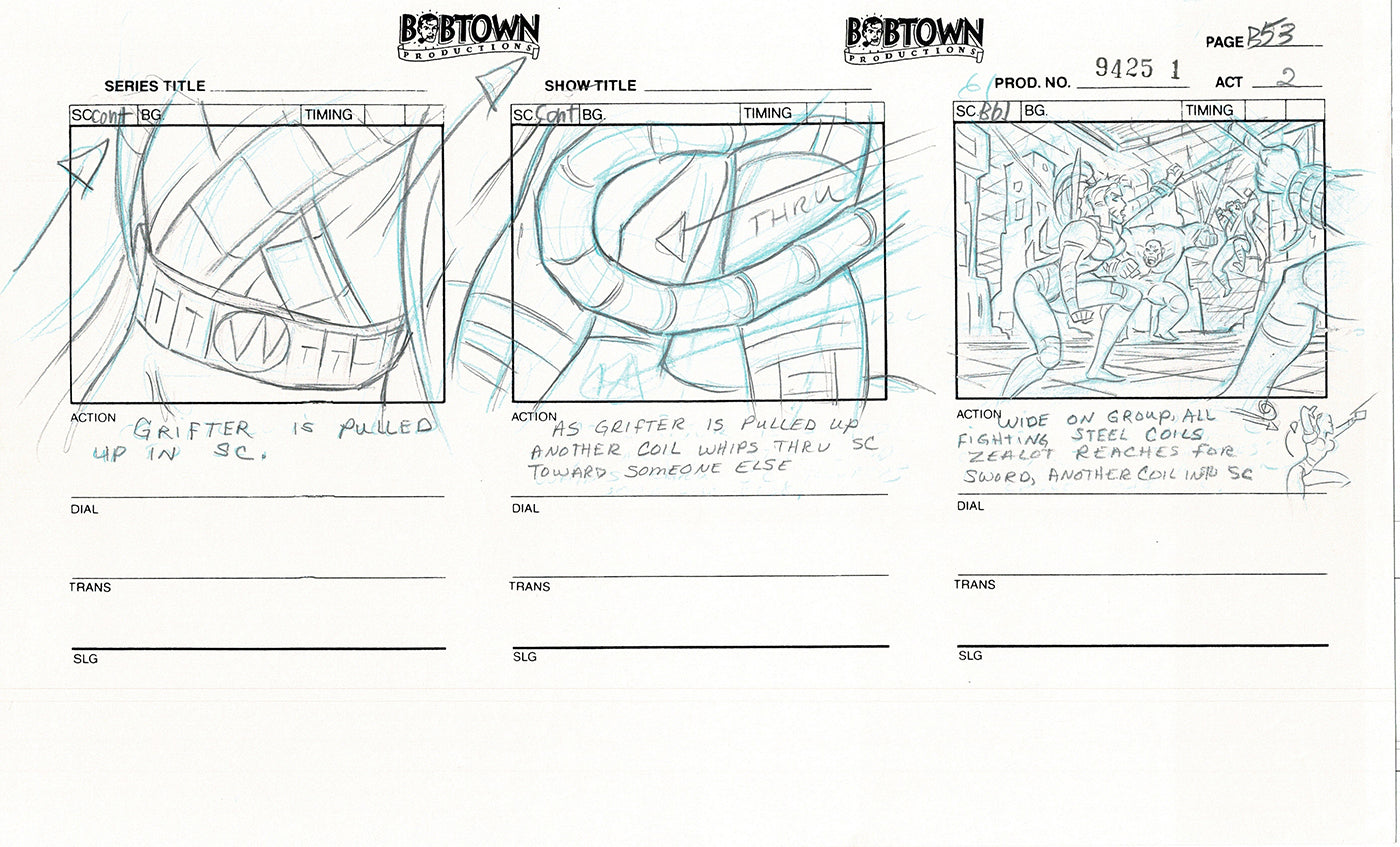 Jim Lee Wildc.a.t.s. Wildcats Lot of 2 Production Animation Storyboard Nelvana 1994-5 E2-49