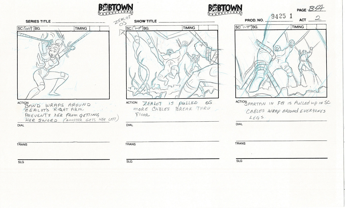 Jim Lee Wildc.a.t.s. Wildcats Lot of 2 Production Animation Storyboard Nelvana 1994-5 E2-51