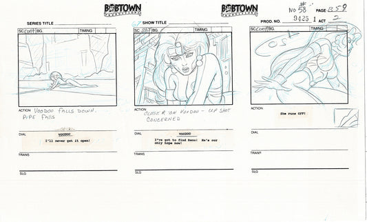 Jim Lee Wildc.a.t.s. Wildcats Lot of 2 Production Animation Storyboard Nelvana 1994-5 E2-55