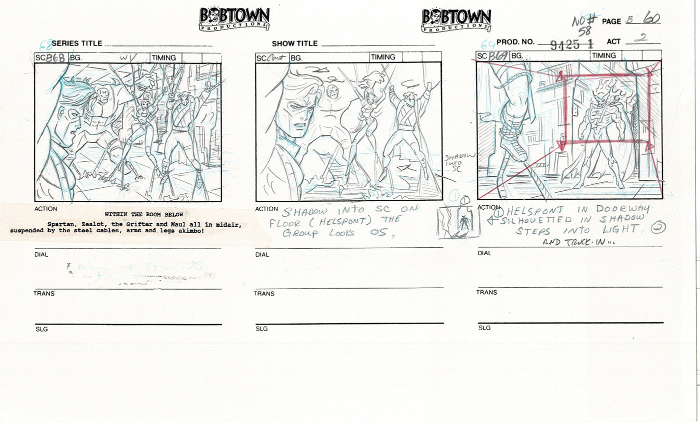 Jim Lee Wildc.a.t.s. Wildcats Lot of 2 Production Animation Storyboard Nelvana 1994-5 E2-55