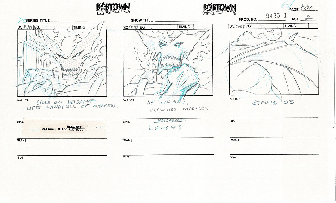 Jim Lee Wildc.a.t.s. Wildcats Lot of 2 Production Animation Storyboard Nelvana 1994-5 E2-57