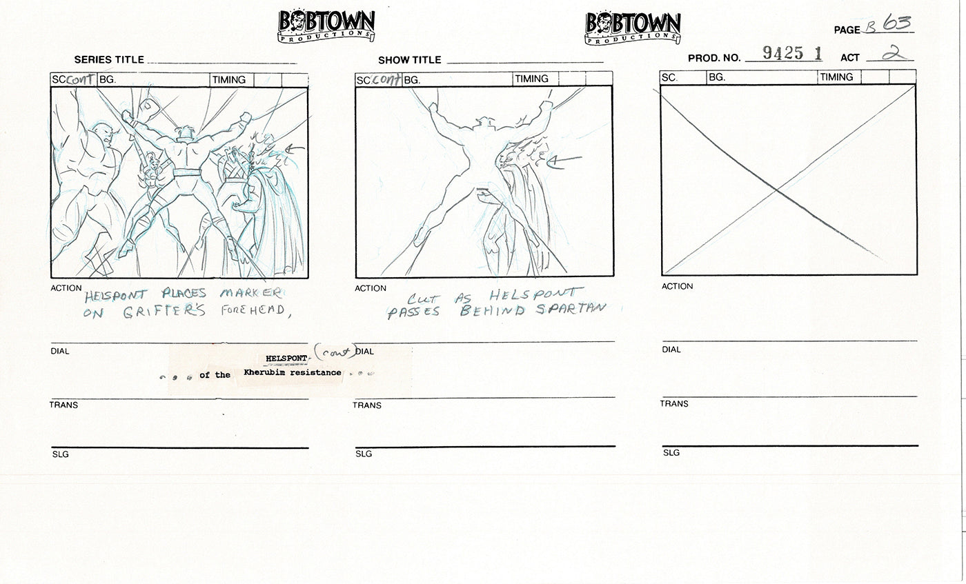 Jim Lee Wildc.a.t.s. Wildcats Lot of 2 Production Animation Storyboard Nelvana 1994-5 E2-59
