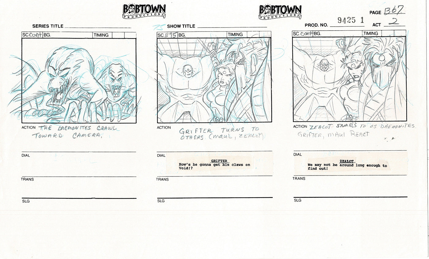 Jim Lee Wildc.a.t.s. Wildcats Lot of 2 Production Animation Storyboard Nelvana 1994-5 E2-63
