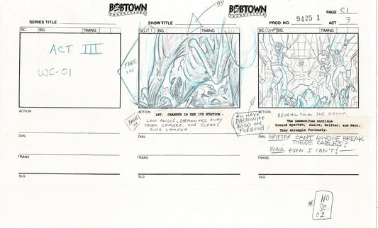 Jim Lee Wildc.a.t.s. Wildcats Lot of 3 Production Animation Storyboard Nelvana 1994-5 F3-01