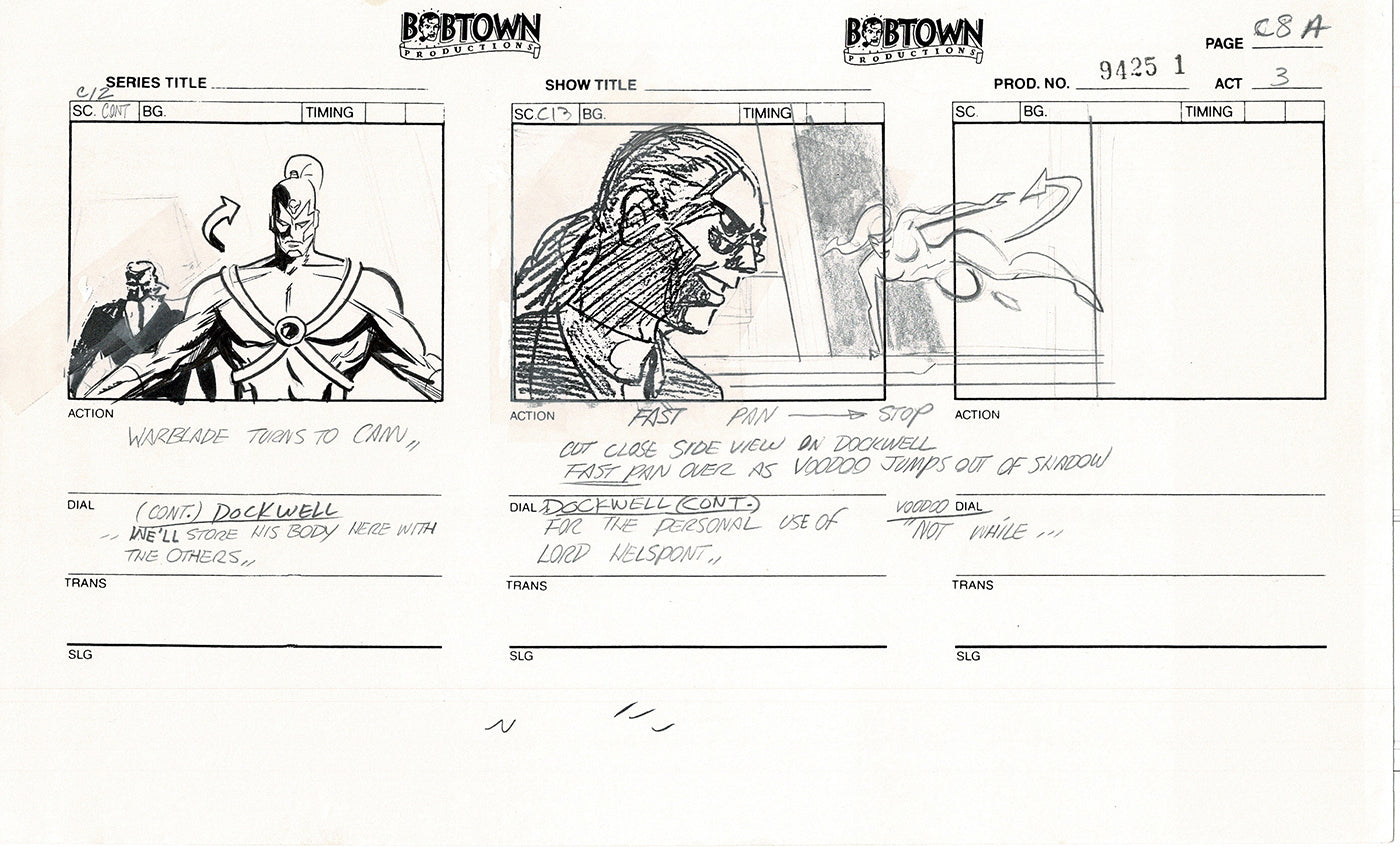 Jim Lee Wildc.a.t.s. Wildcats Lot of 3 Production Animation Storyboard Nelvana 1994-5 F3-09