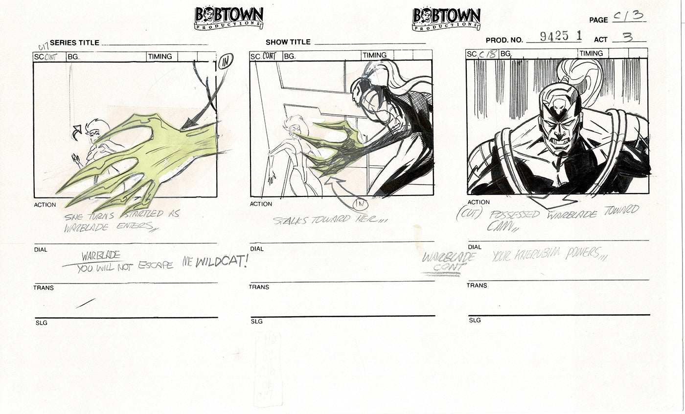 Jim Lee Wildc.a.t.s. Wildcats Lot of 3 Production Animation Storyboard Nelvana 1994-5 F3-12