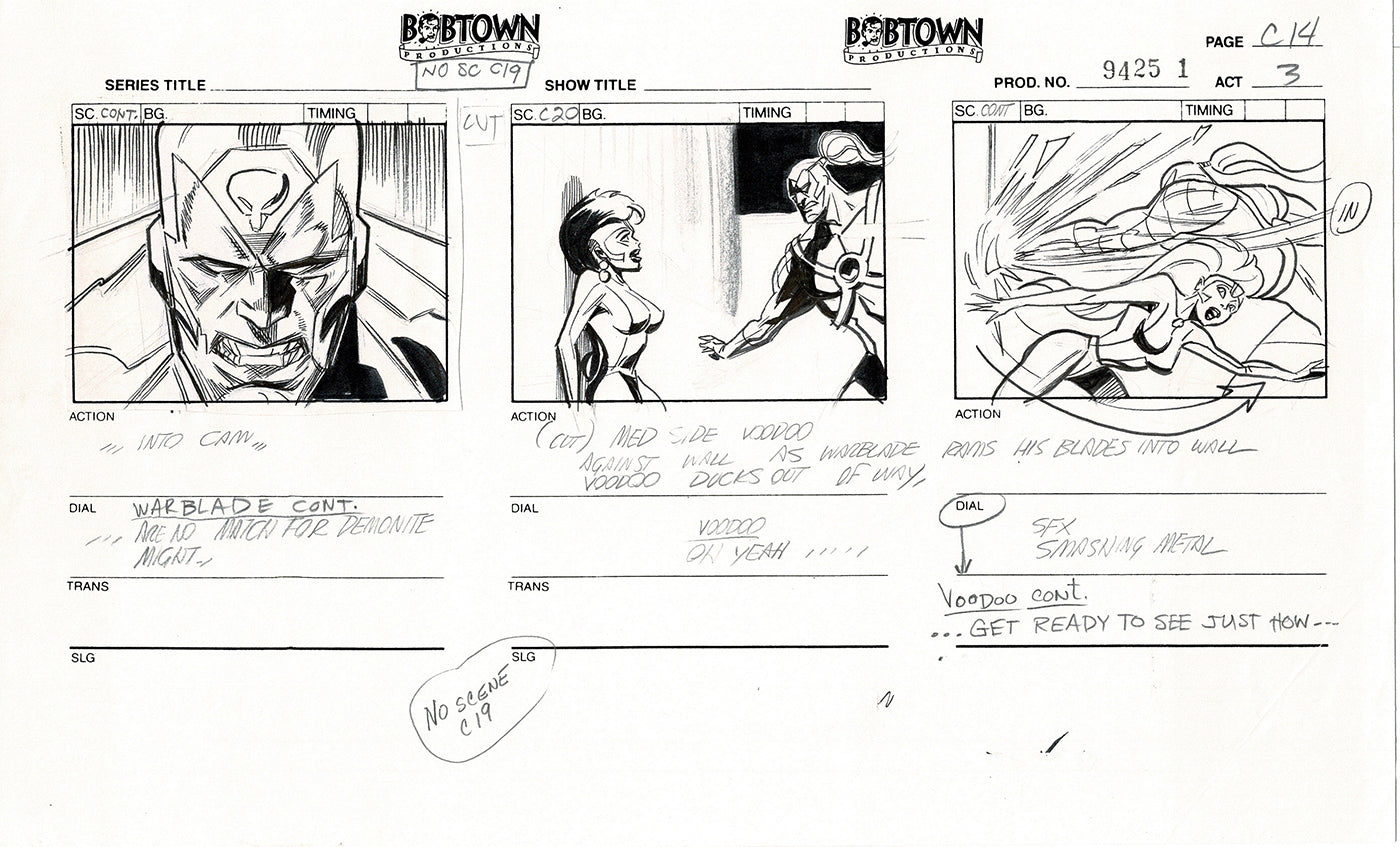 Jim Lee Wildc.a.t.s. Wildcats Lot of 3 Production Animation Storyboard Nelvana 1994-5 F3-15