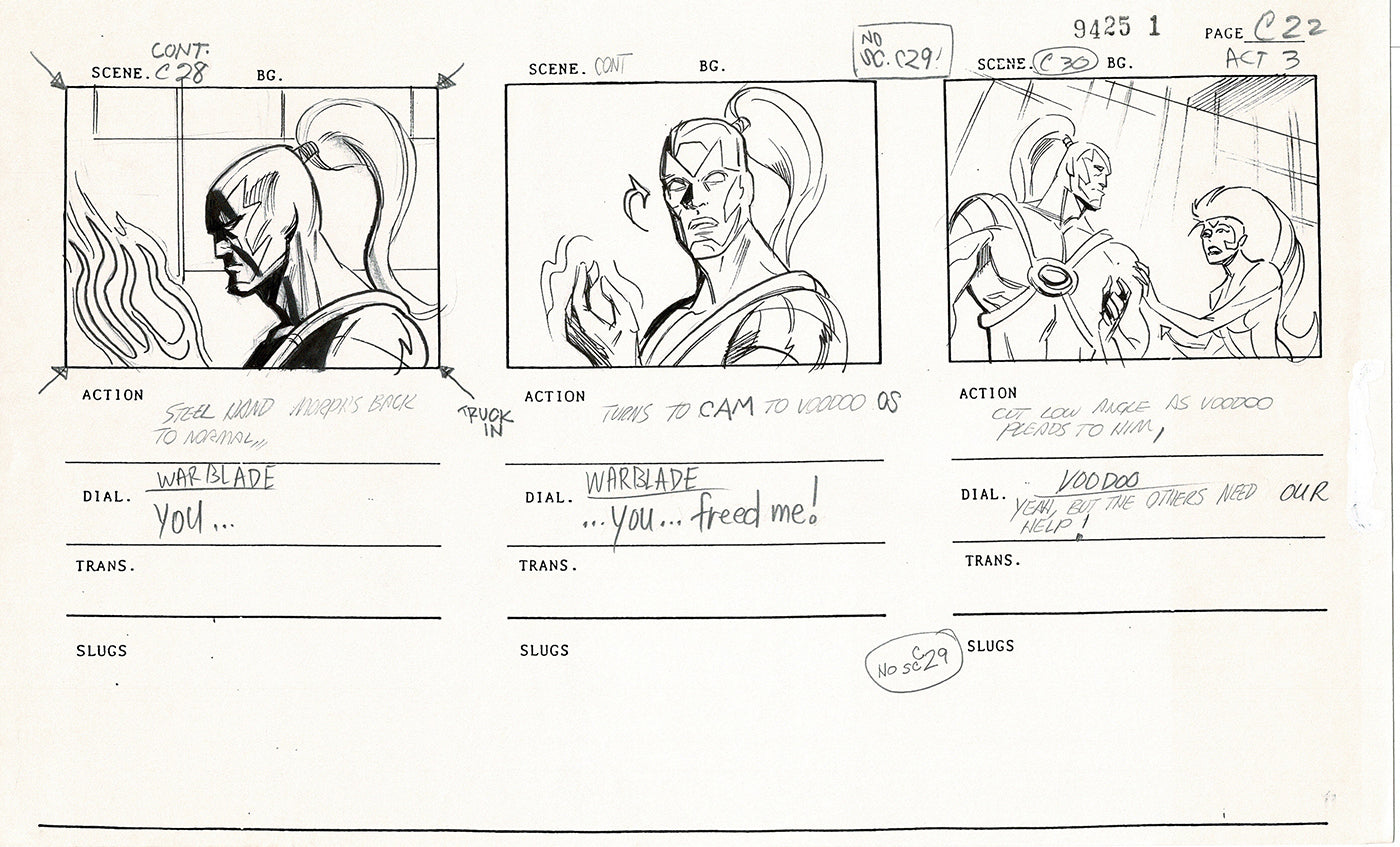 Jim Lee Wildc.a.t.s. Wildcats Lot of 3 Production Animation Storyboard Nelvana 1994-5 F3-21
