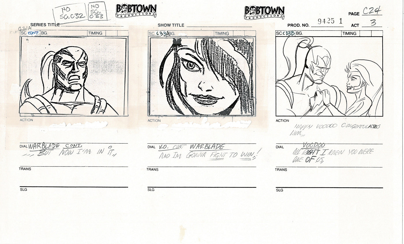 Jim Lee Wildc.a.t.s. Wildcats Lot of 3 Production Animation Storyboard Nelvana 1994-5 F3-24