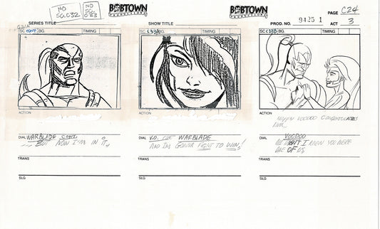 Jim Lee Wildc.a.t.s. Wildcats Lot of 3 Production Animation Storyboard Nelvana 1994-5 F3-24