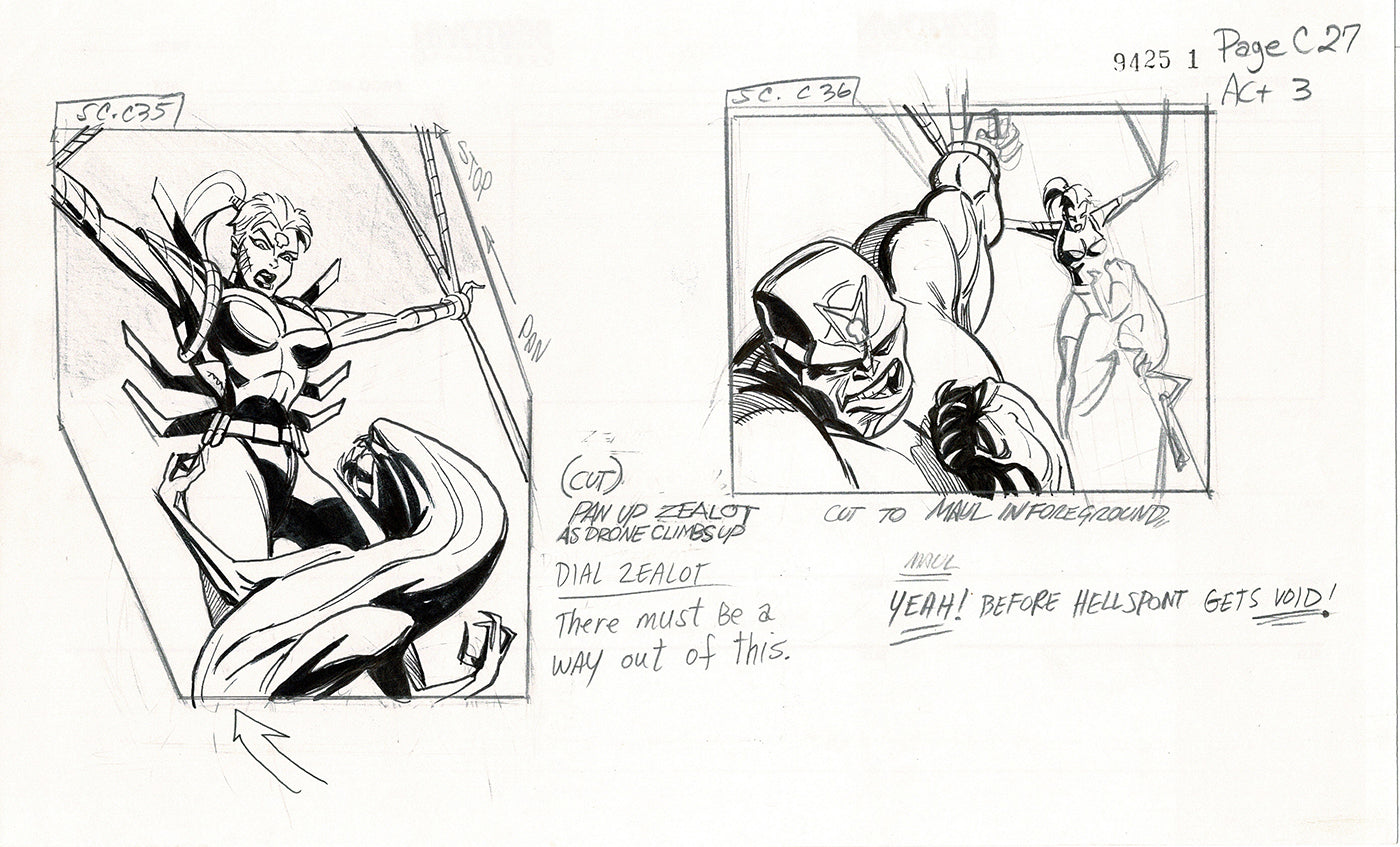 Jim Lee Wildc.a.t.s. Wildcats Lot of 3 Production Animation Storyboard Nelvana 1994-5 F3-27