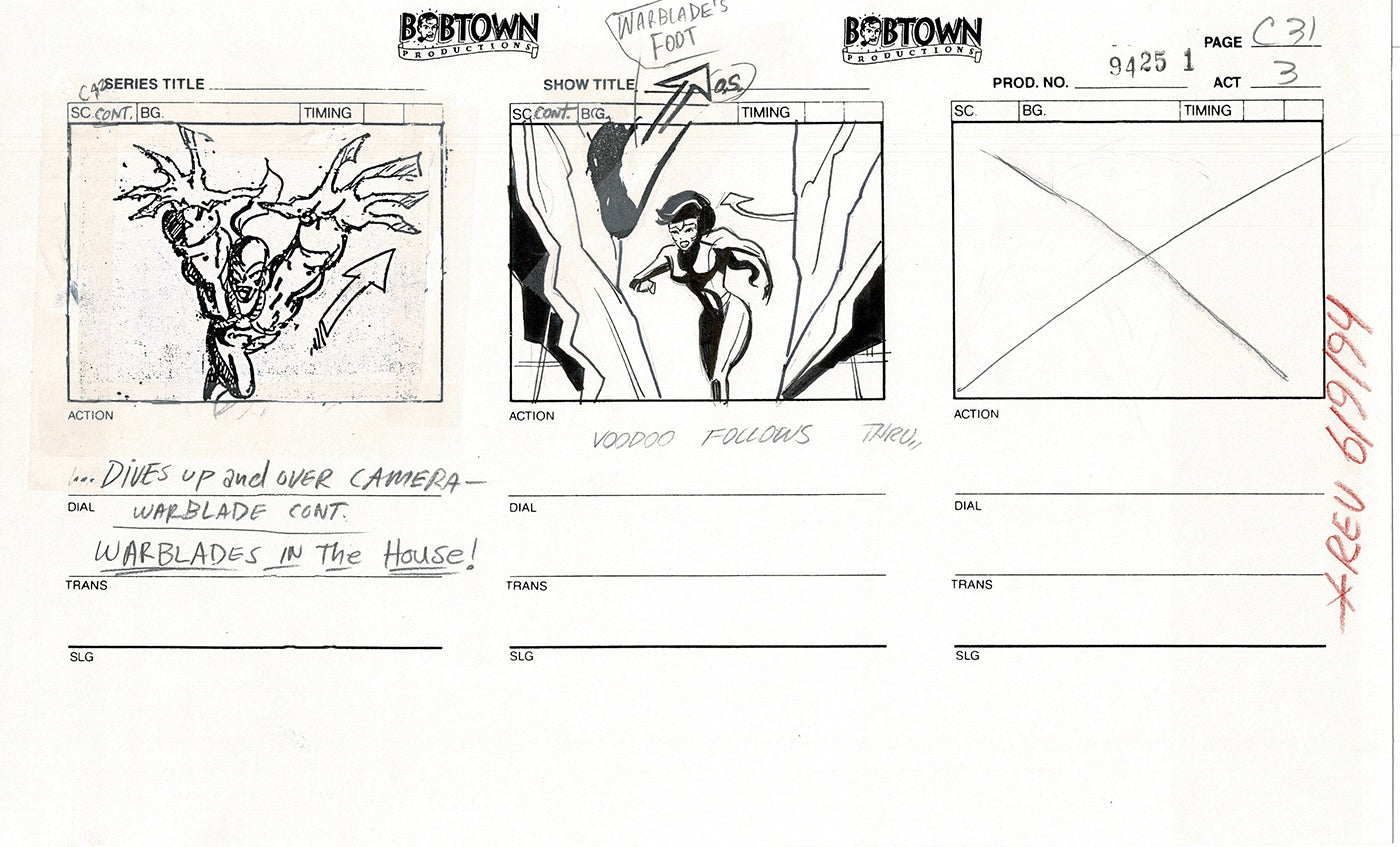 Jim Lee Wildc.a.t.s. Wildcats Lot of 3 Production Animation Storyboard Nelvana 1994-5 F3-30