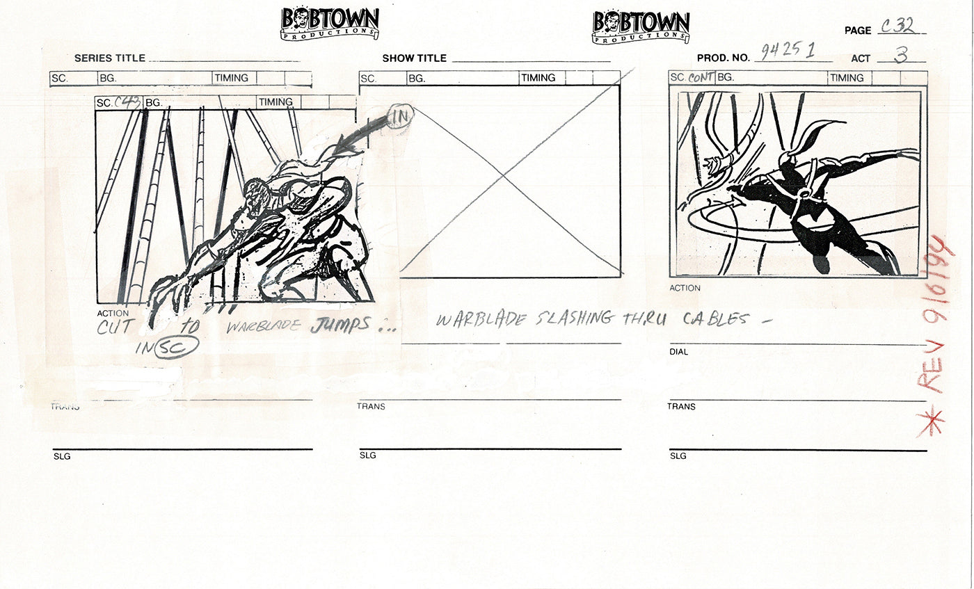 Jim Lee Wildc.a.t.s. Wildcats Lot of 3 Production Animation Storyboard Nelvana 1994-5 F3-30