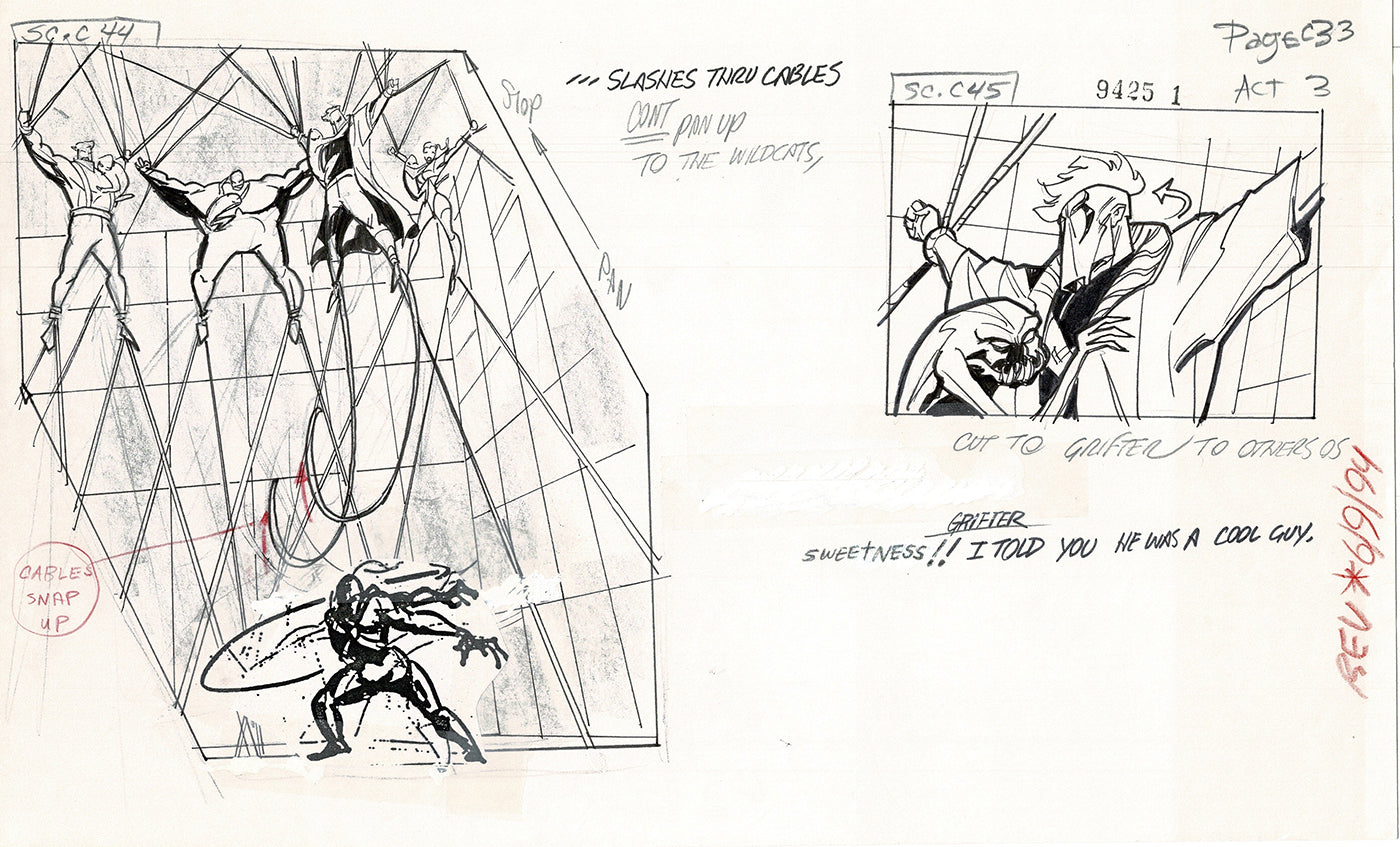 Jim Lee Wildc.a.t.s. Wildcats Lot of 3 Production Animation Storyboard Nelvana 1994-5 F3-33