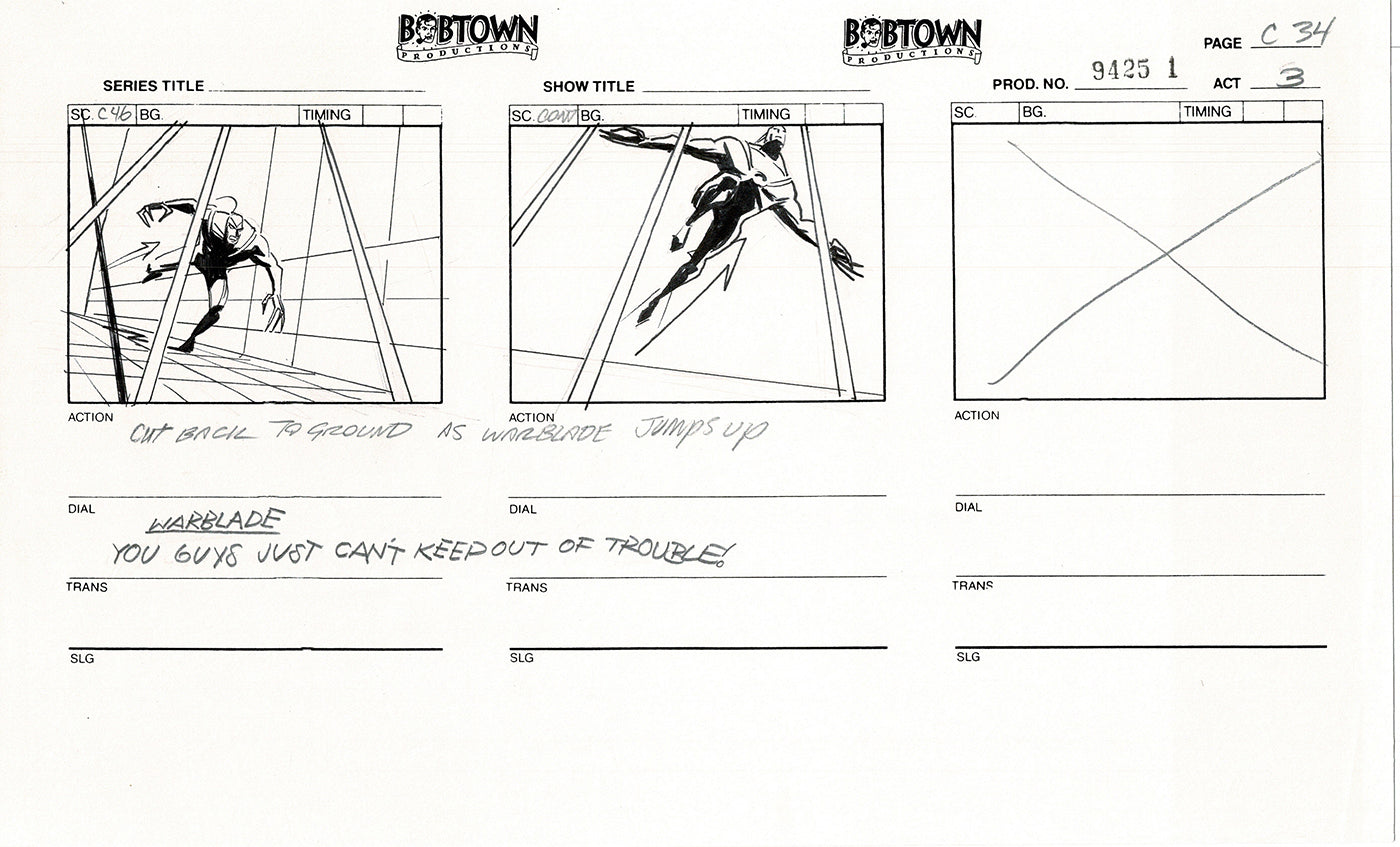Jim Lee Wildc.a.t.s. Wildcats Lot of 3 Production Animation Storyboard Nelvana 1994-5 F3-33