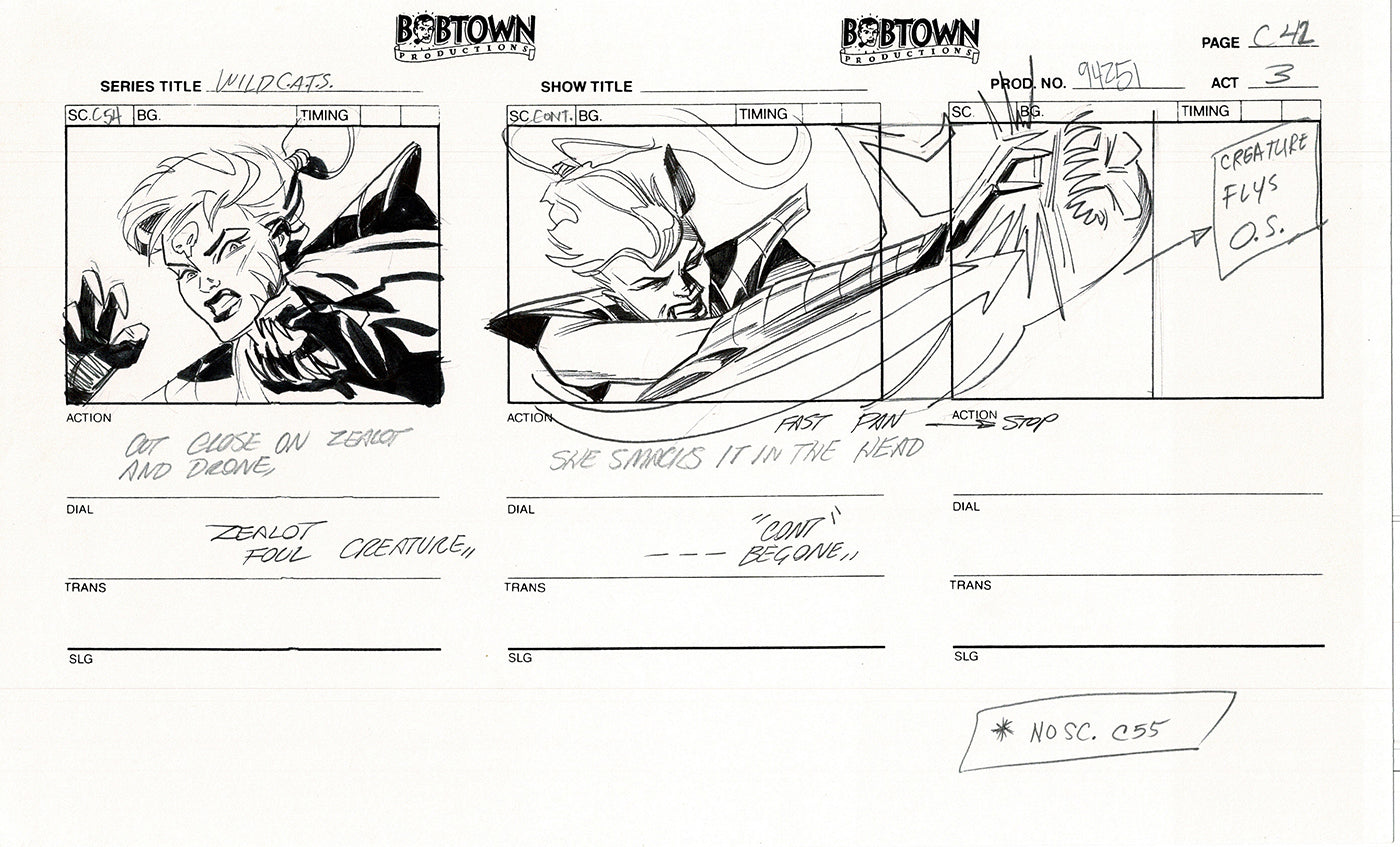 Jim Lee Wildc.a.t.s. Wildcats Lot of 3 Production Animation Storyboard Nelvana 1994-5 F3-42