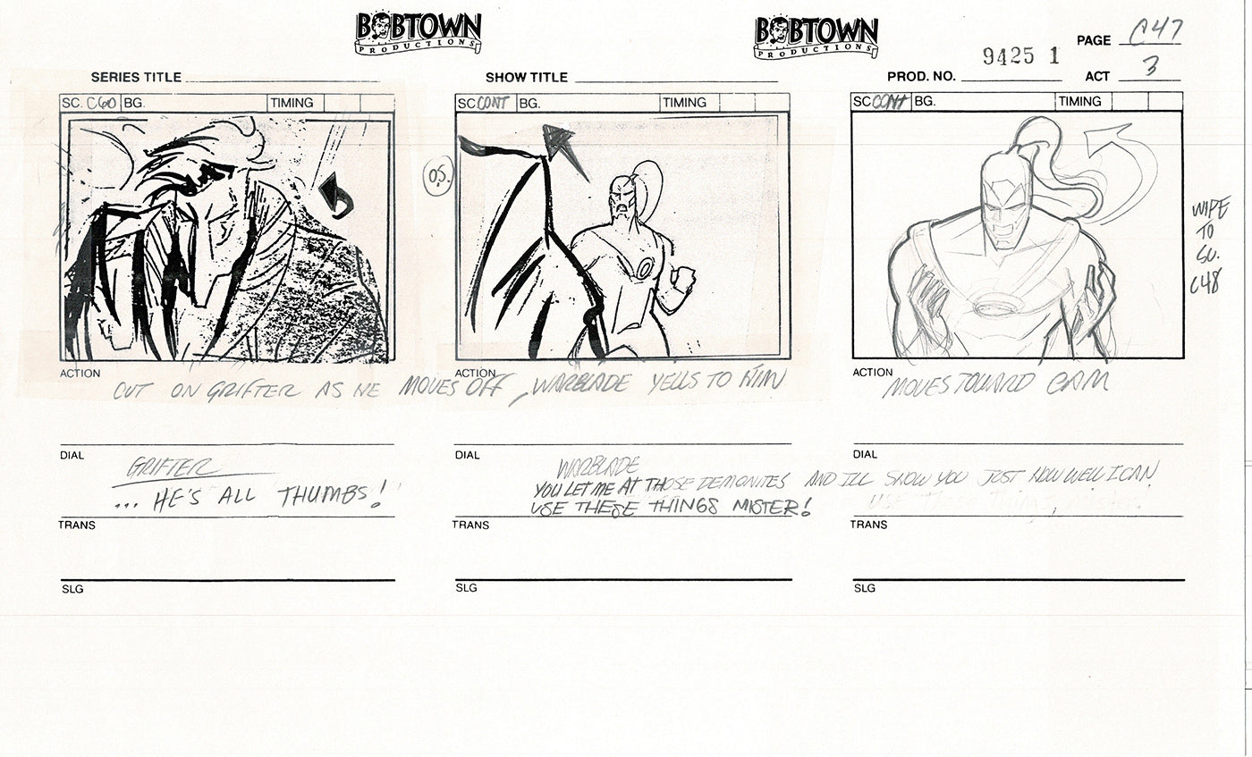 Jim Lee Wildc.a.t.s. Wildcats Lot of 3 Production Animation Storyboard Nelvana 1994-5 F3-45
