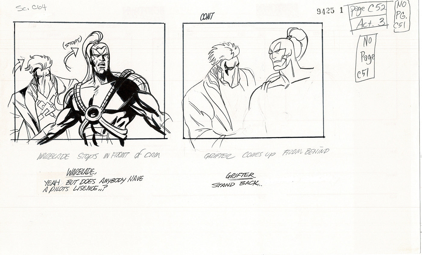 Jim Lee Wildc.a.t.s. Wildcats Lot of 3 Production Animation Storyboard Nelvana 1994-5 F3-48