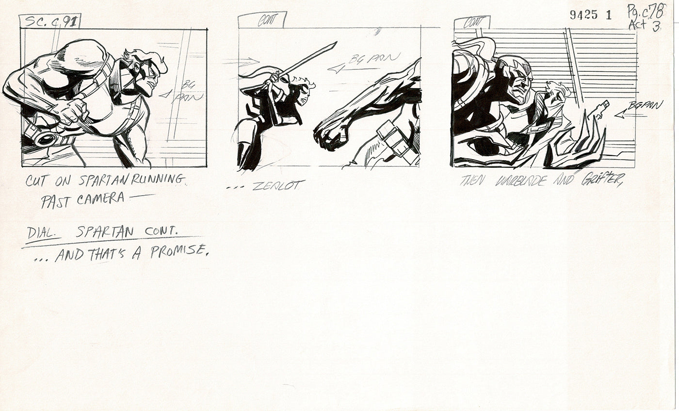 Jim Lee Wildc.a.t.s. Wildcats Lot of 3 Production Animation Storyboard Nelvana 1994-5 F3-72