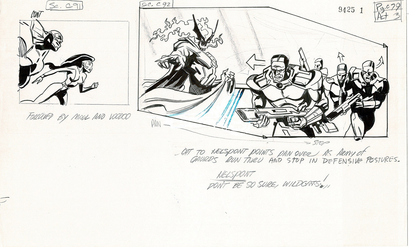 Jim Lee Wildc.a.t.s. Wildcats Lot of 3 Production Animation Storyboard Nelvana 1994-5 F3-72