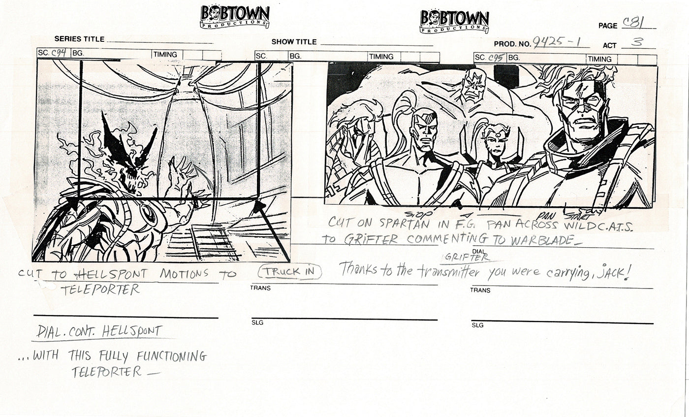 Jim Lee Wildc.a.t.s. Wildcats Lot of 3 Production Animation Storyboard Nelvana 1994-5 F3-75