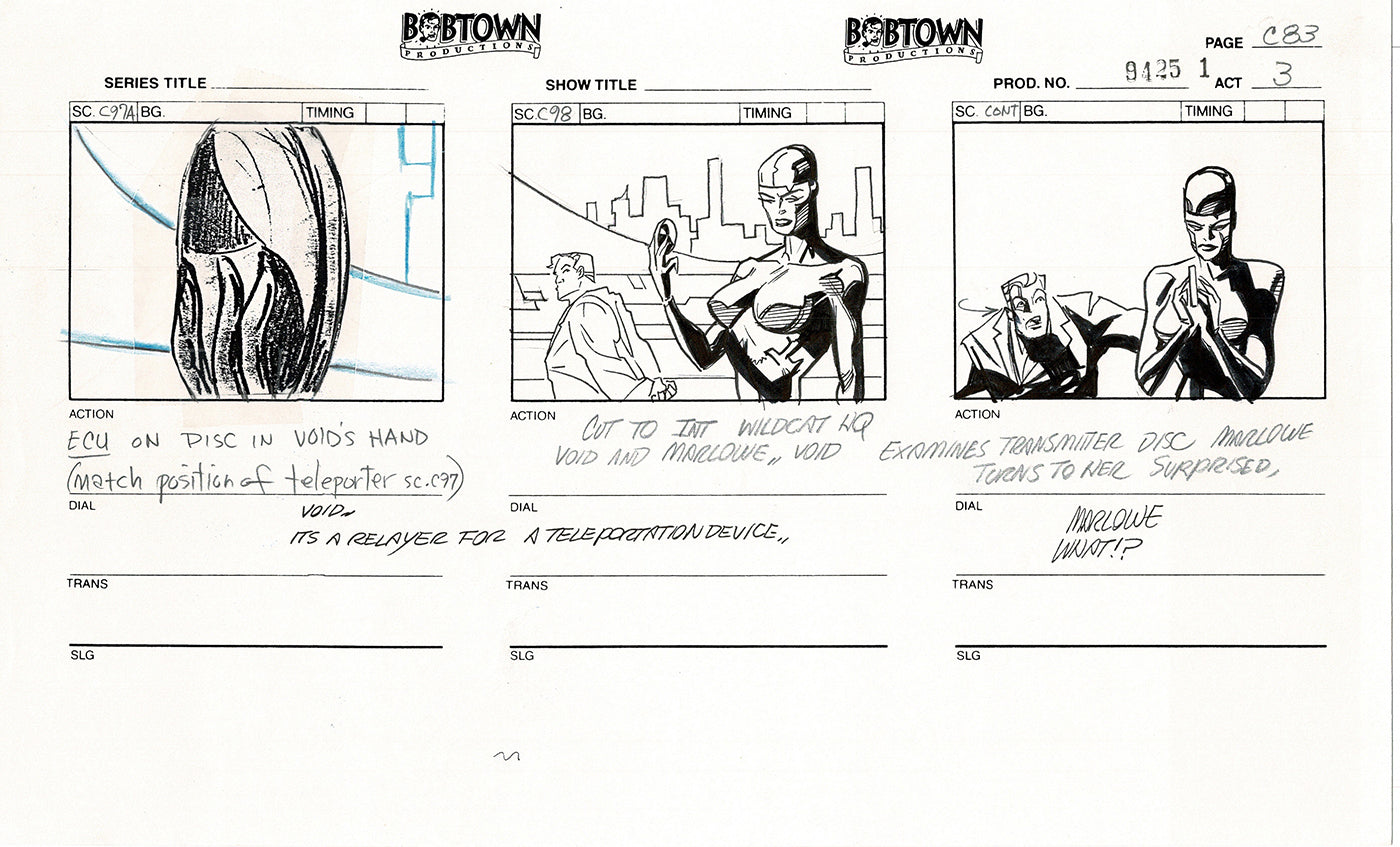 Jim Lee Wildc.a.t.s. Wildcats Lot of 3 Production Animation Storyboard Nelvana 1994-5 F3-78